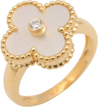 Van Cleef & Arpels Gold Clear White Yellow Gold (18K) Band Ring (Pre-Owned)