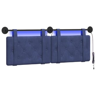vidaXL Testiera Sospesa Con Luce Led Blu Polizia Velluto Vidaxl