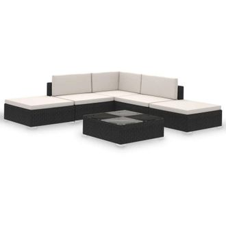 vidaXL Vidaxl - Set Divani da Giardino 6 pz con Cuscini in Polyrattan Nero