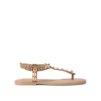 Carvela Womens Suede Amalfi T Bar Flat Sandal Sandals - Camel - Size UK 3