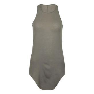 Rick Owens Tops, Dames, Grijs, M, Katoen, Basic Rib Tank