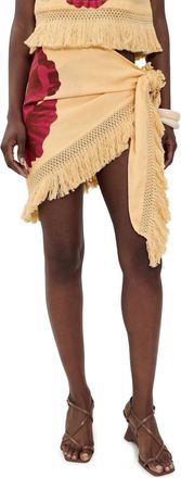 Farm Rio Farm Rio Womens Fringe Tie Skirt, Poppy Flowers in One Size