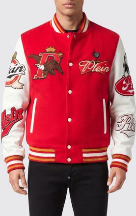 Philipp Plein Bomber Varsity in panno di lana bicolor con patch ricamate