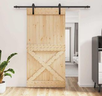 vidaXL Furniture Limited - Puerta Corredera Con Herrajes Madera Maciza