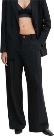 &Aacute;eron Wellen Broek - Dames - Wijde Broeken - Zwart - S - Polyester - Broeken