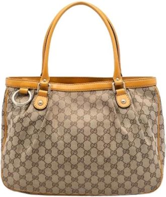 Gucci Pre-owned Handbags, female, Beige, Size: ONE SIZE Pre-owned Canvas Tote