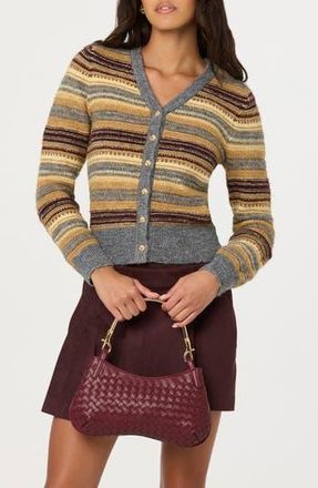 ASTR the Label August Stripe Cardigan in Grey Stripe at Nordstrom Rack, Size X-Small