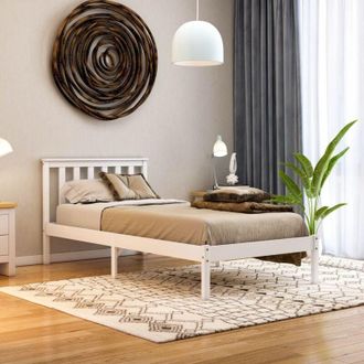 Home Discount Home Discount - Milan 3ft Single Solid Pine Wood Bed Frame, Low Foot End, White, 190 x 90 cm