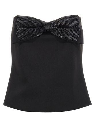 Self Portrait Black Crepe Bandeau Top