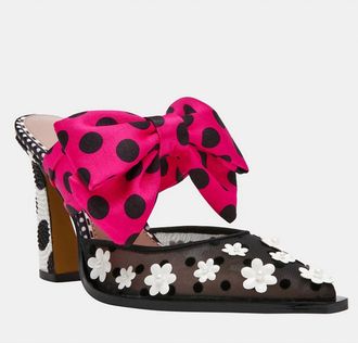 Betsey Johnson Womens Naomi Mule Heel In Black White Multi