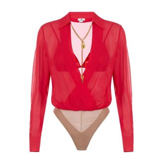 Elisabetta Franchi Dames, Tops, Rood, Maat: XS Satijn