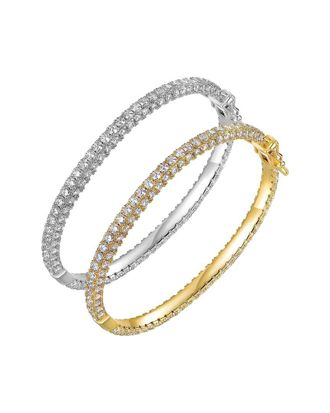 Liv Oliver Plated Cz Embellished Bangle Bracelet Set