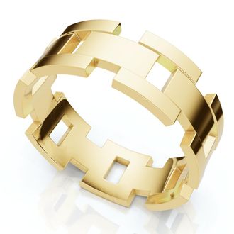 Pompeii3 Mens Calvin 8mm Interlocked Wedding Band 10k Gold Band