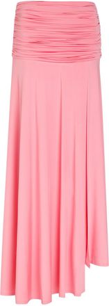 Self Portrait Ruched Stretch-jersey Maxi Skirt - Pink - 10 (UK10 / S)
