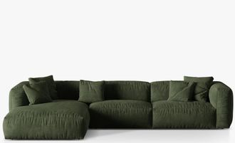 MICADONI Modulares 4-Sitzer Design Ecksofa Martina - Samtbezug Gr&uuml;n