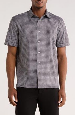 Bugatchi Short Sleeve Button-Up Shirt in Black at Nordstrom Rack, Size Xxx-Large