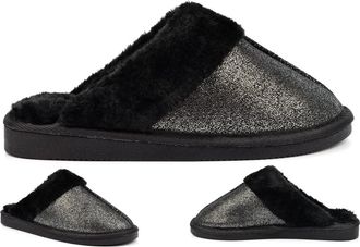 Generic Womens Slip On Slippers Size 4 Slip On Slipper Size 8 Womens Mule Slippers Ladies Faux Fur Slipper Fur Lined Sizes 3-8 Black 4 UK