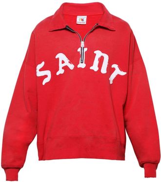 Saint Mxxxxxx logo-print cotton sweatshirt - men - Cotton - S - Red