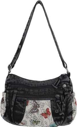 Generic Denim Shoulder Bag Large Tote Bag Fashion Crossbody Bag for Women Travel (Black)