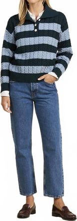 Trovata Shelby Sweater Top In Green Stripe