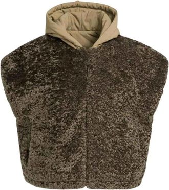YaYa Omkeerbare Bodywarmer met Capuchon - Dames - Bodywarmers - Bruin - L - Polyester - Jassen