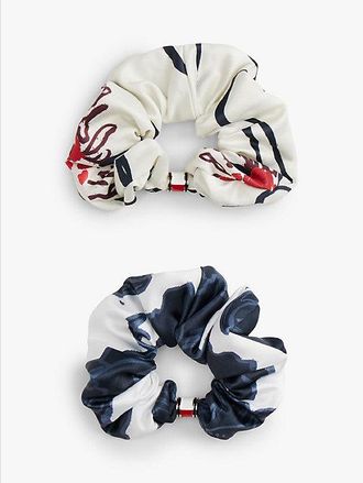 Tommy Hilfiger 2-Pack Hilfiger Flag Floral Satin Scrunchies