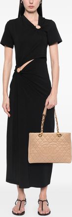 Chanel Pre-owned Womens Quilted Leather Tote Bag - Beige - One Size