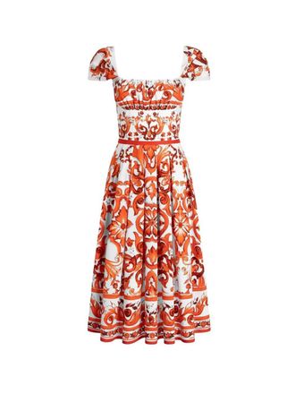 Dolce & Gabbana poplin jurk met majolica-print