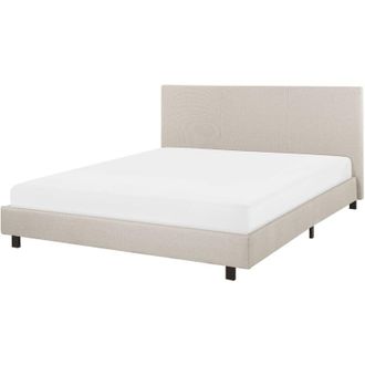 Beliani Beliani - Cama doble tapizada beige 160 x 200 cm con somier y cabecero Albi