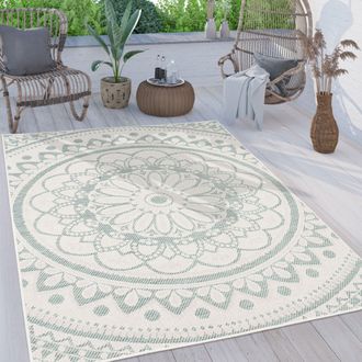 Paco Home Paco Home - Alfombra Salon De Habitacion Cocina Exterior Terraza Jardin Oriental Marroqui 160x220 Cm, Turquesa