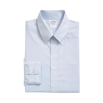 Brooks Brothers Slim Fit Non-Iron Striped Oxford Pinpoint Shirt with Button Down Collar - male - Brooks Brothers - Formal Shirts - Blue - XS - Shirts