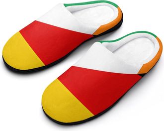 Generic Flag of Ireland And Germany Mens House Slippers Memory Foam Washable Cotton Slip on Home Shoes