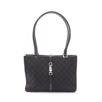 Gucci Black Canvas Leather Handbag Tote Bag (Pre-Owned)