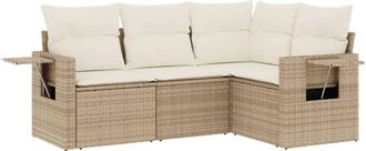 vidaXL Juego De Sof&aacute;s Jard&iacute;n Con Cojines 4 Pzas Rat&aacute;n Sint&eacute;tico Beige Vidaxl