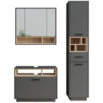 Vicco Set di mobili da bagno Beatrice, Antracite/Sonoma, 3 parti con colonna