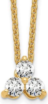 Diamond2Deal 14K Gold Lab Grown Diamond 3 Stone Pendant Necklace 18