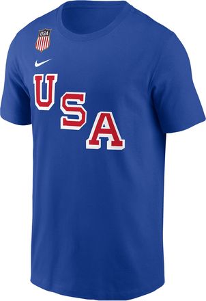 Nike Jack Hughes Nike Mens USA Olympic Team 2026 Gold Medal Short-Sleeve T-Shirt in Blue | M11332P327USAH-RYL