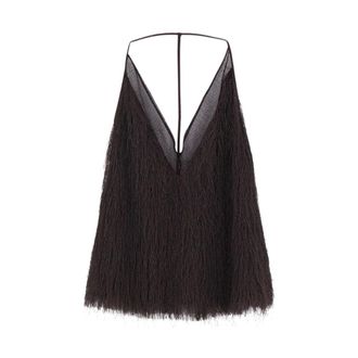 Alysi Top con scollo a V e frange - - Tops - Donna - Marrone - S