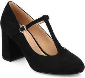 Journee Collection Talani T-Strap Pump in Black Suede at Nordstrom Rack, Size 6.5