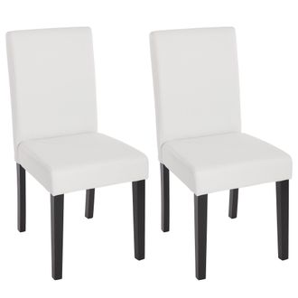 Hhg Hhg - Juego De 2 Sillas De Comedor Silla De Cocina Littau, Polipiel, Blanco Mate, Patas Oscuras