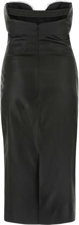 Saint Laurent Zwarte Satijnen Jurk