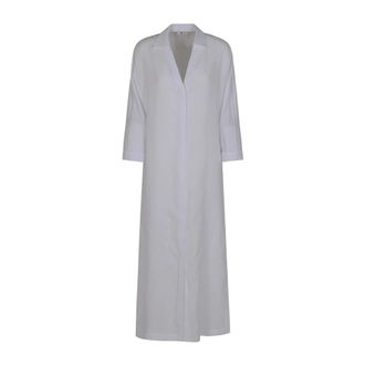 PESERICO Tela di lino leggera tinto pezza - Dames - Shirt Kleedjes - Wit - M - Linnen - Kleedjes