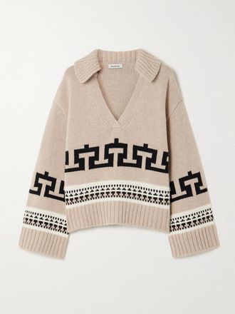 SIMKHAI Pullover In Misto Lana E Cashmere A Intarsio Oreilly - Neutri