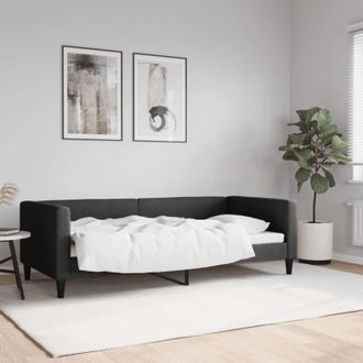 vidaXL Sof&aacute; Cama Sin Colch&oacute;n Tela Negro 90x190 Cm Vidaxl