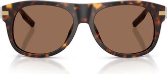 Dolce & Gabbana Vierkante Zonnebril - unisex - Zonnebrillen - Bruin - 56 MM - Accessoires