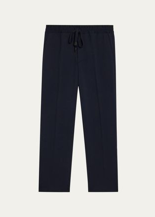 Brioni Mens Asolo Wool Jersey Straight-Leg Drawstring Trousers