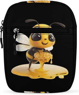 Generic Cute Bee with Honey Trendy Crossbody Bag for Men Women Small Satchel Men Sling Adjustable Shoulder Strap Messenger