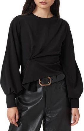 AllSaints Klara Twist Split Sleeve Top in Black at Nordstrom Rack, Size X-Small