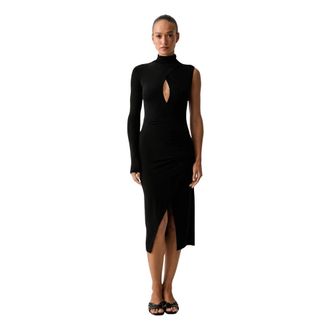 Pinko Pinko, Kleedjes, Dames, Zwart, XS, Asymmetrische Midi Jurk