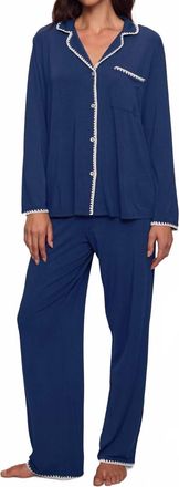 Eberjey Frida Long Pajama Set In Navy/ivory